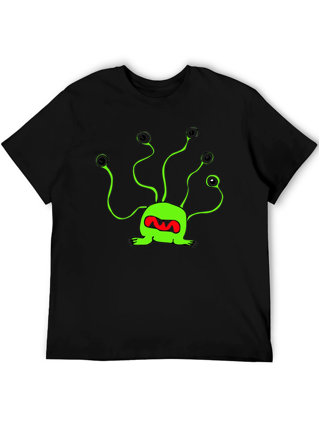 Funky Green Alien T-Shirt - Black Cotton Tee