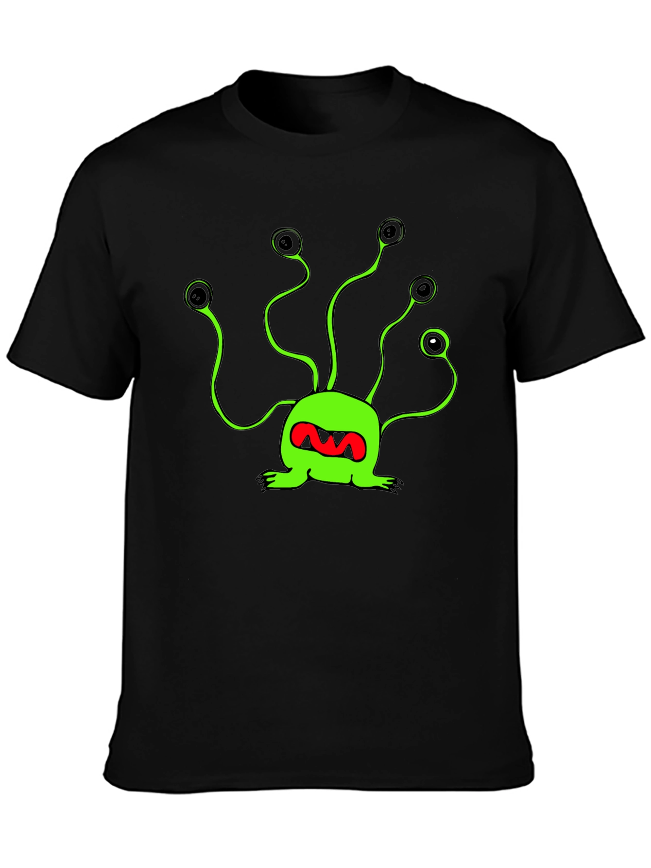 Funky Green Alien T-Shirt - Black Cotton Tee