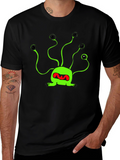 Funky Green Alien T-Shirt - Black Cotton Tee