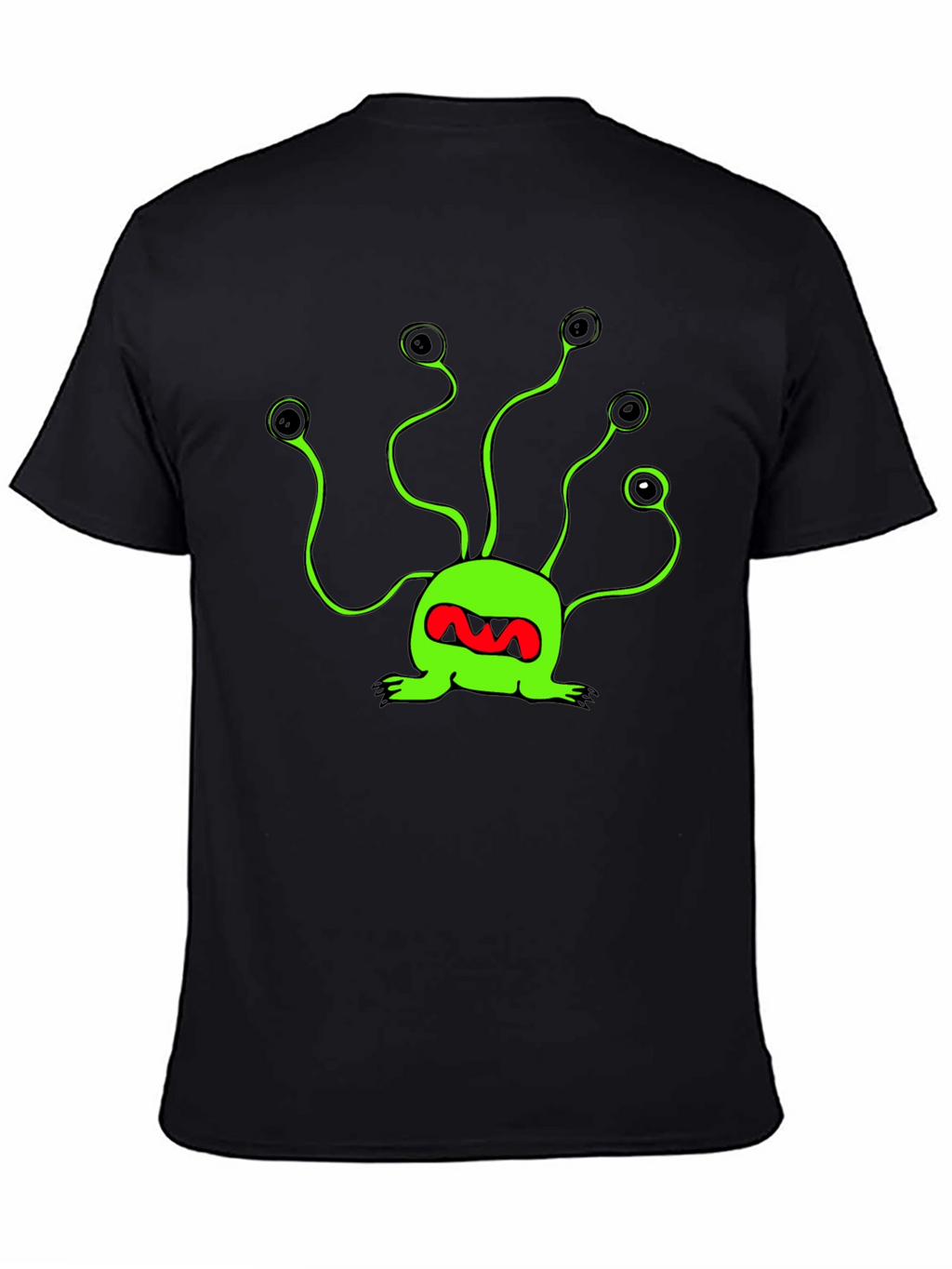 Funky Green Alien T-Shirt - Black Cotton Tee