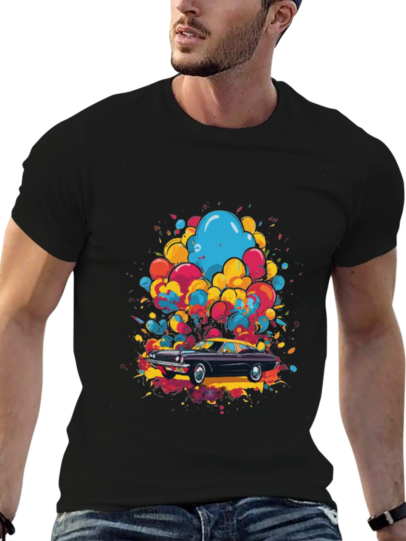 Classic Car Art Mens Black T-Shirt