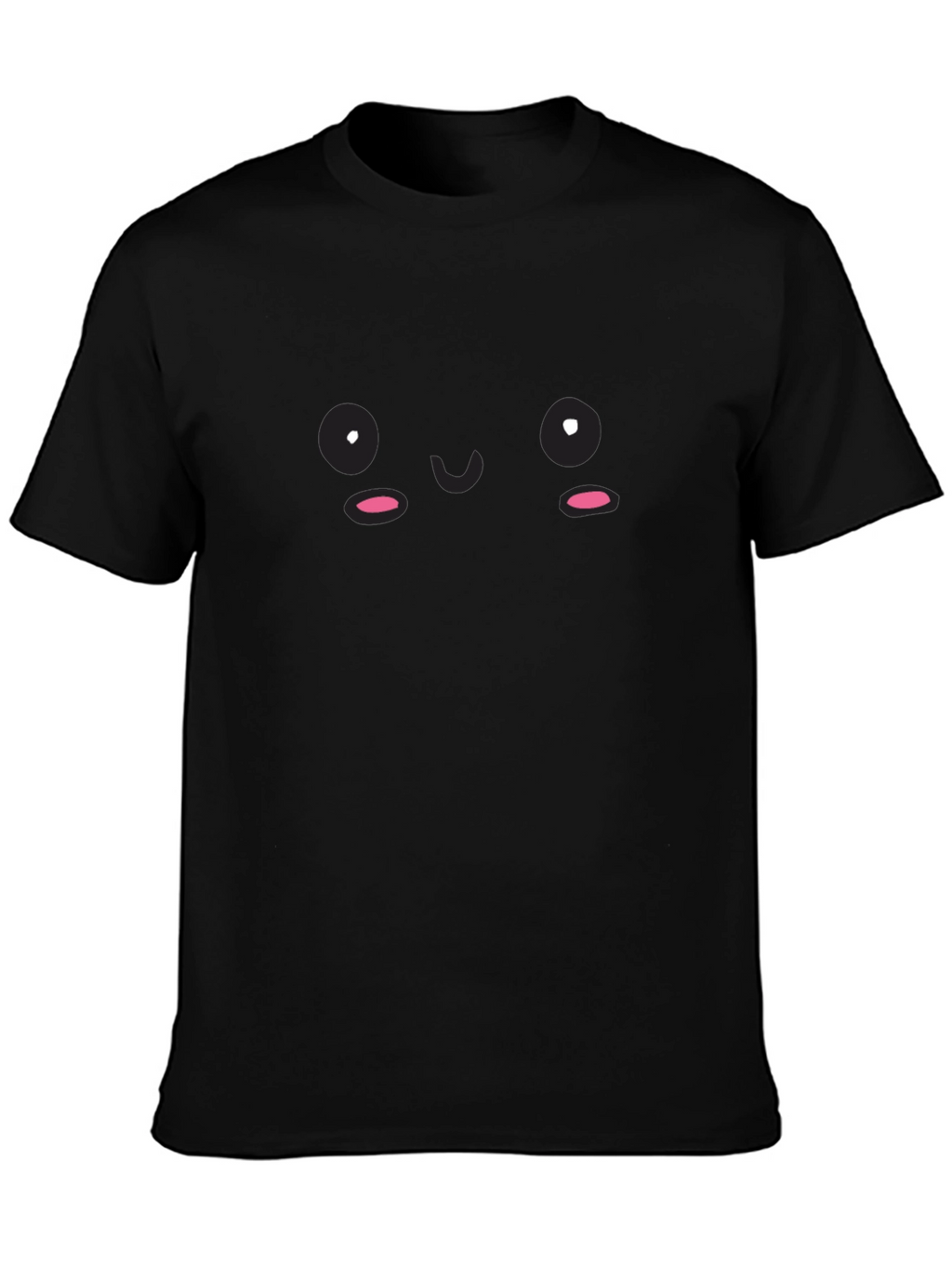 Cute Kawaii Face Black T-Shirt - Soft Cotton Blend