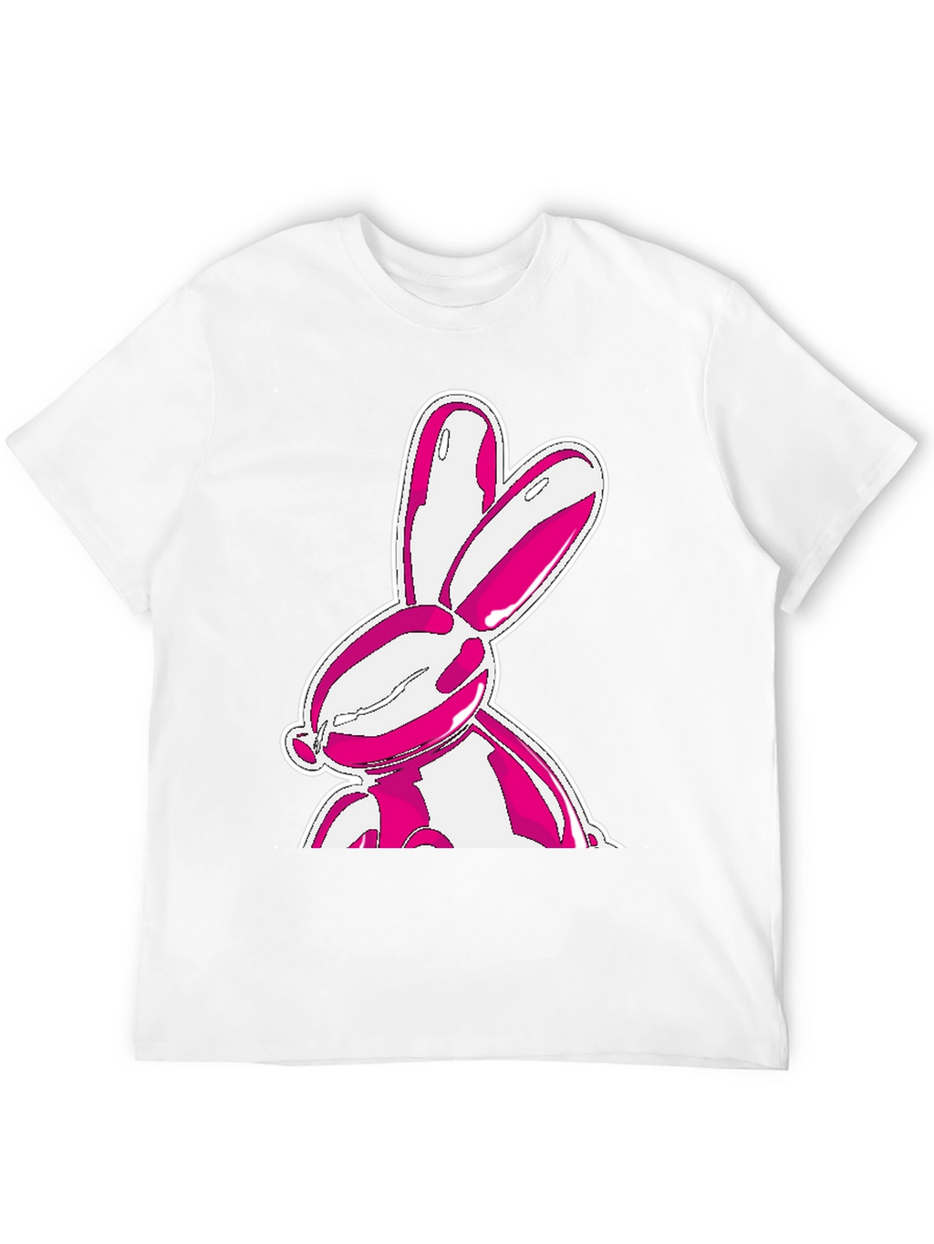 Trendy Pink Bunny Graphic Black T-Shirt