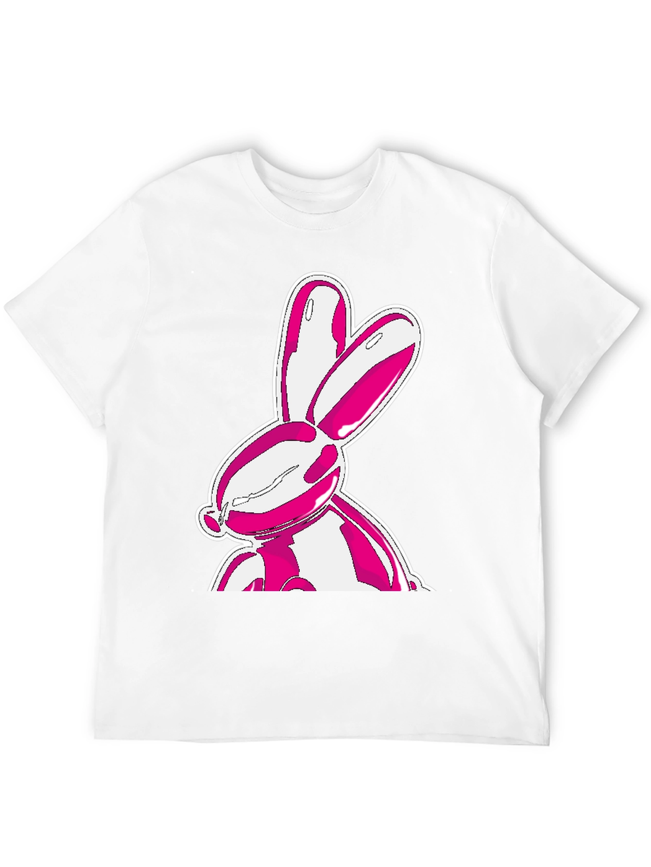 Trendy Pink Bunny Graphic Black T-Shirt