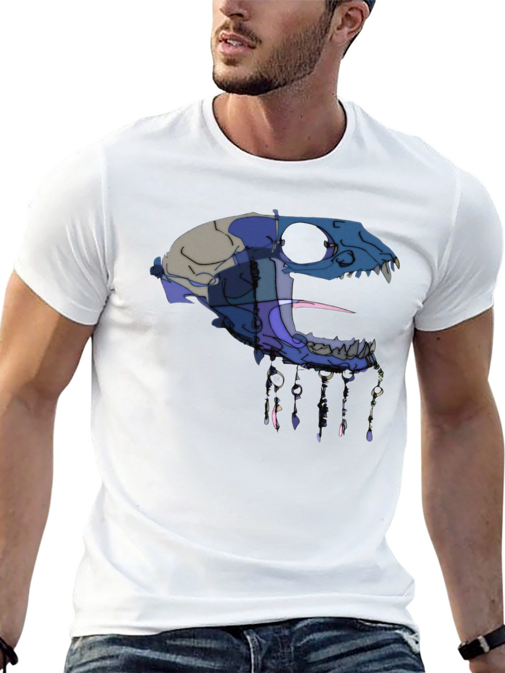 Abstract Animal Skull Graphic T-Shirt