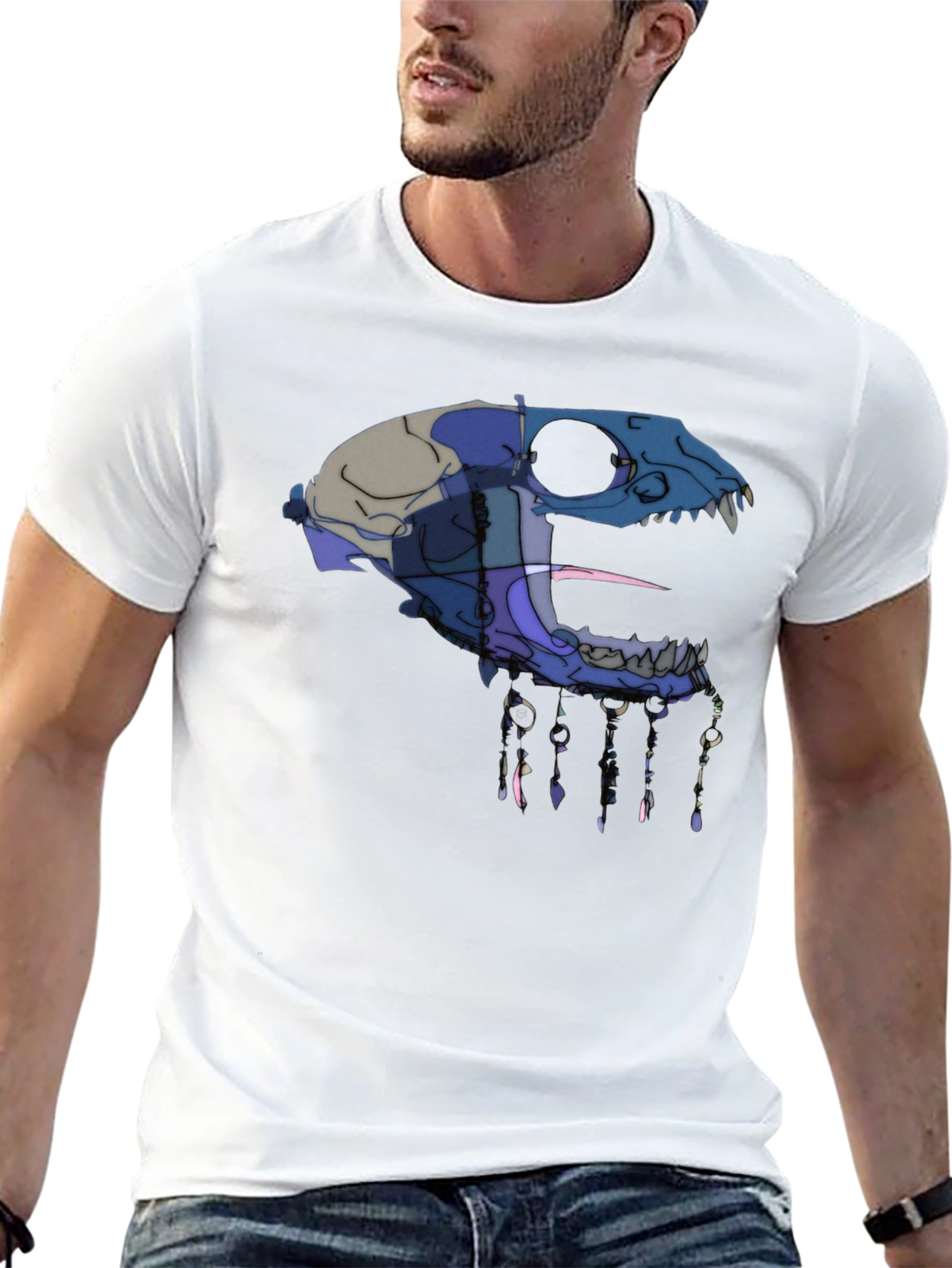 Abstract Animal Skull Graphic T-Shirt