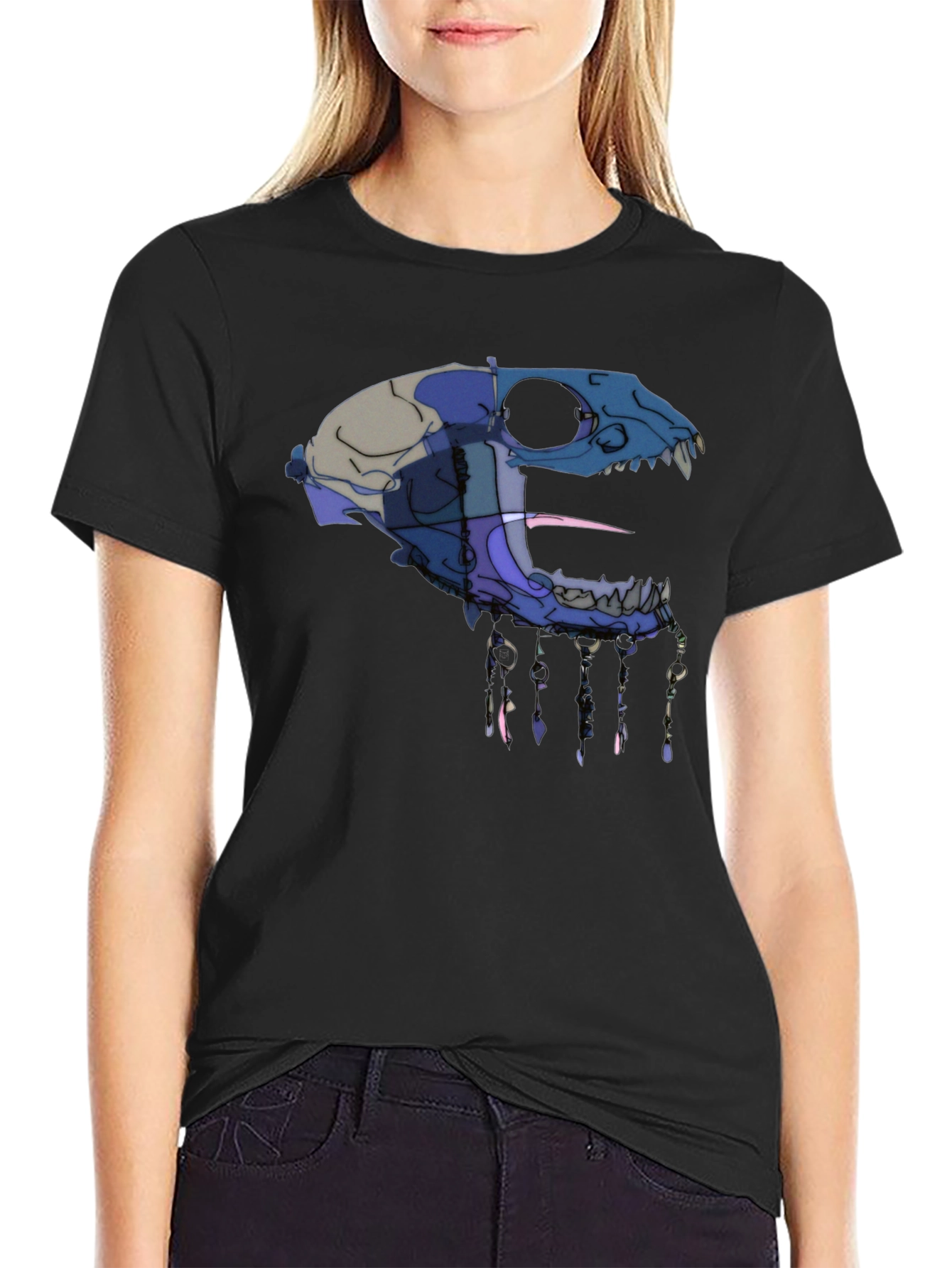 Abstract Animal Skull Graphic T-Shirt