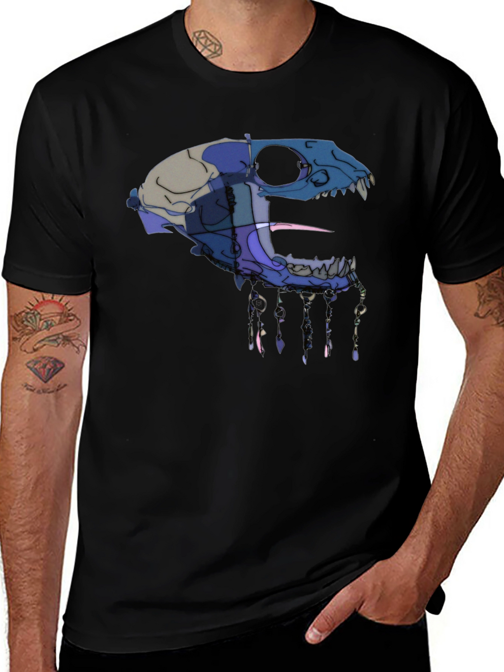 Abstract Animal Skull Graphic T-Shirt
