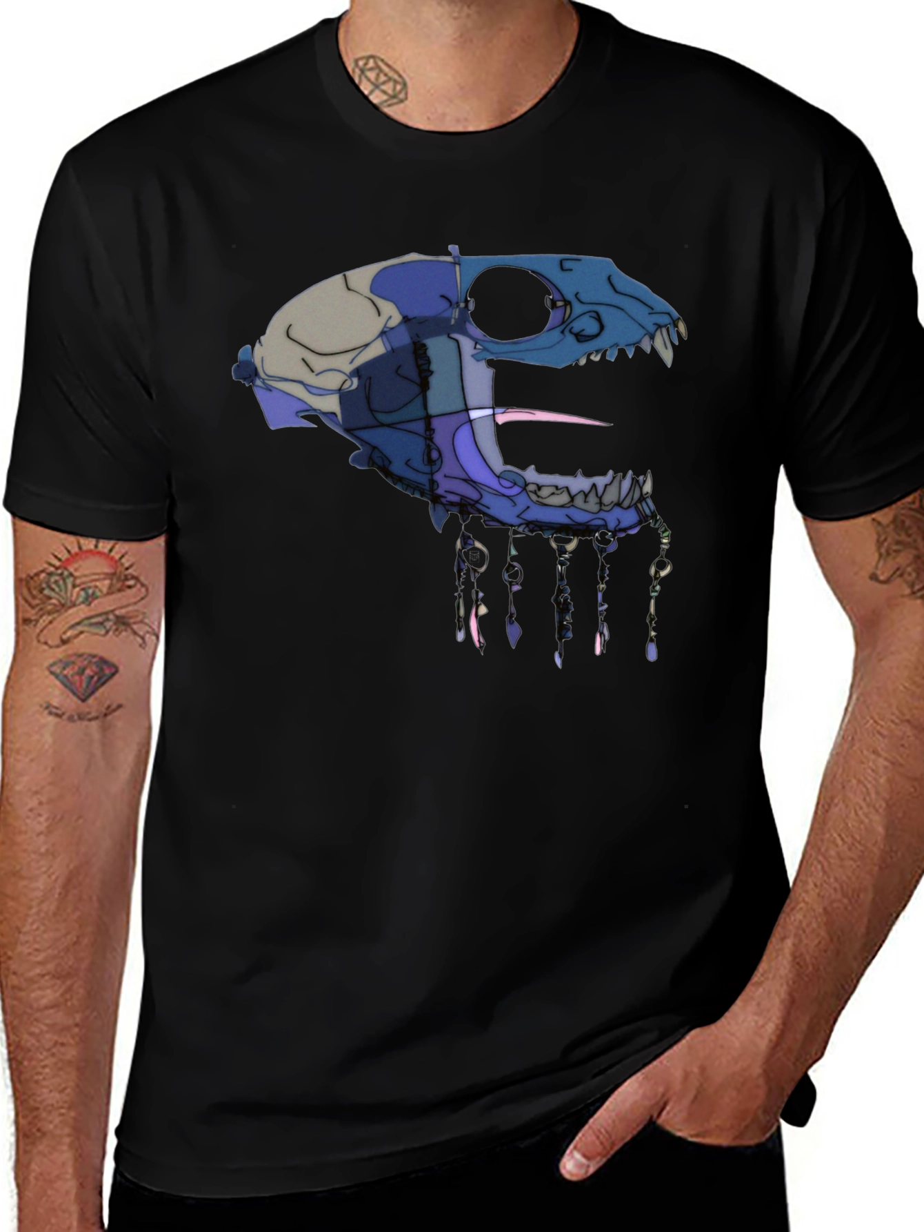 Abstract Animal Skull Graphic T-Shirt