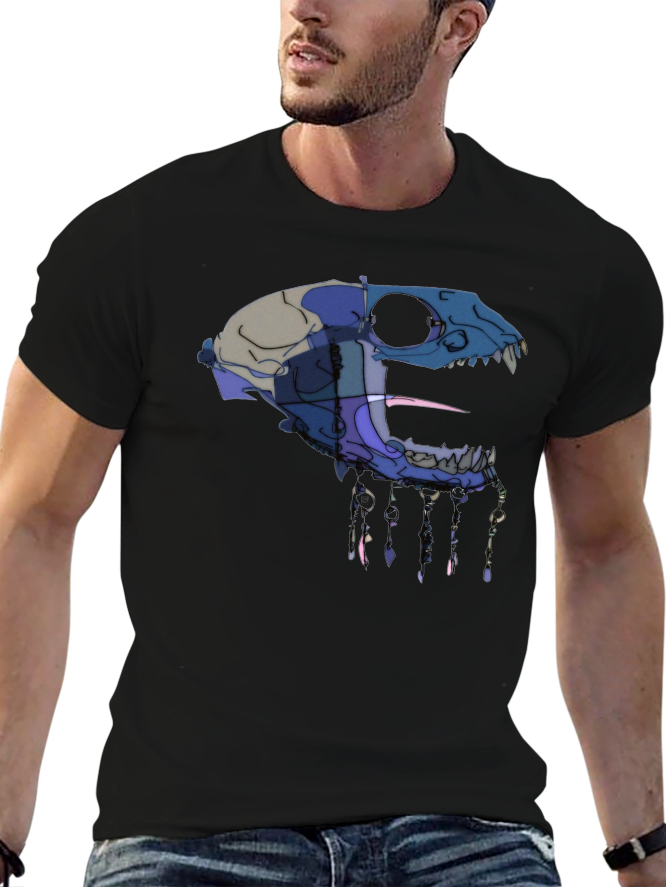 Abstract Animal Skull Graphic T-Shirt