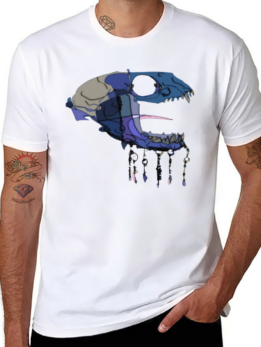 Abstract Animal Skull Graphic T-Shirt