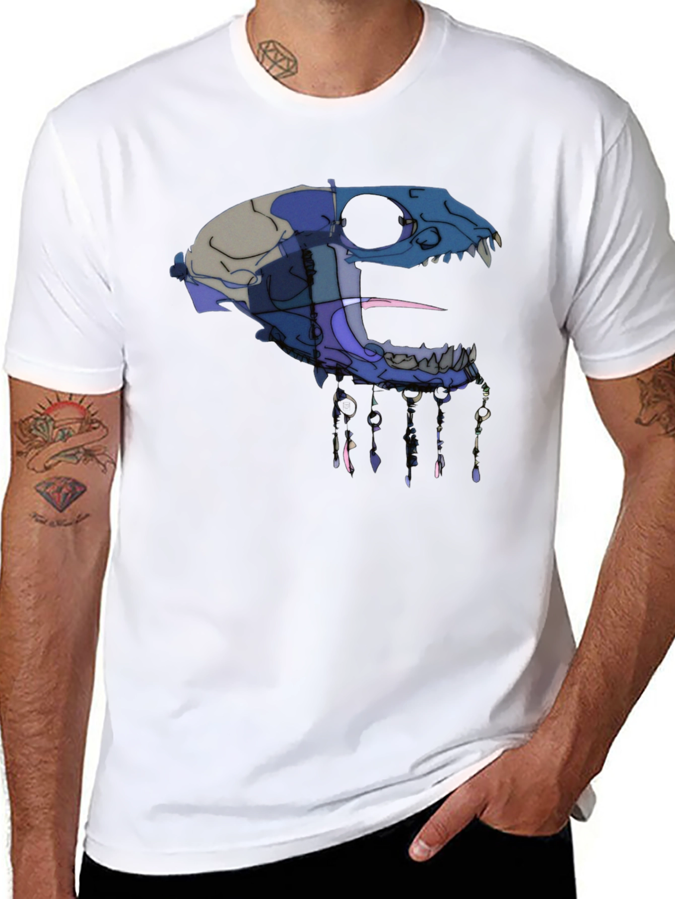 Abstract Animal Skull Graphic T-Shirt