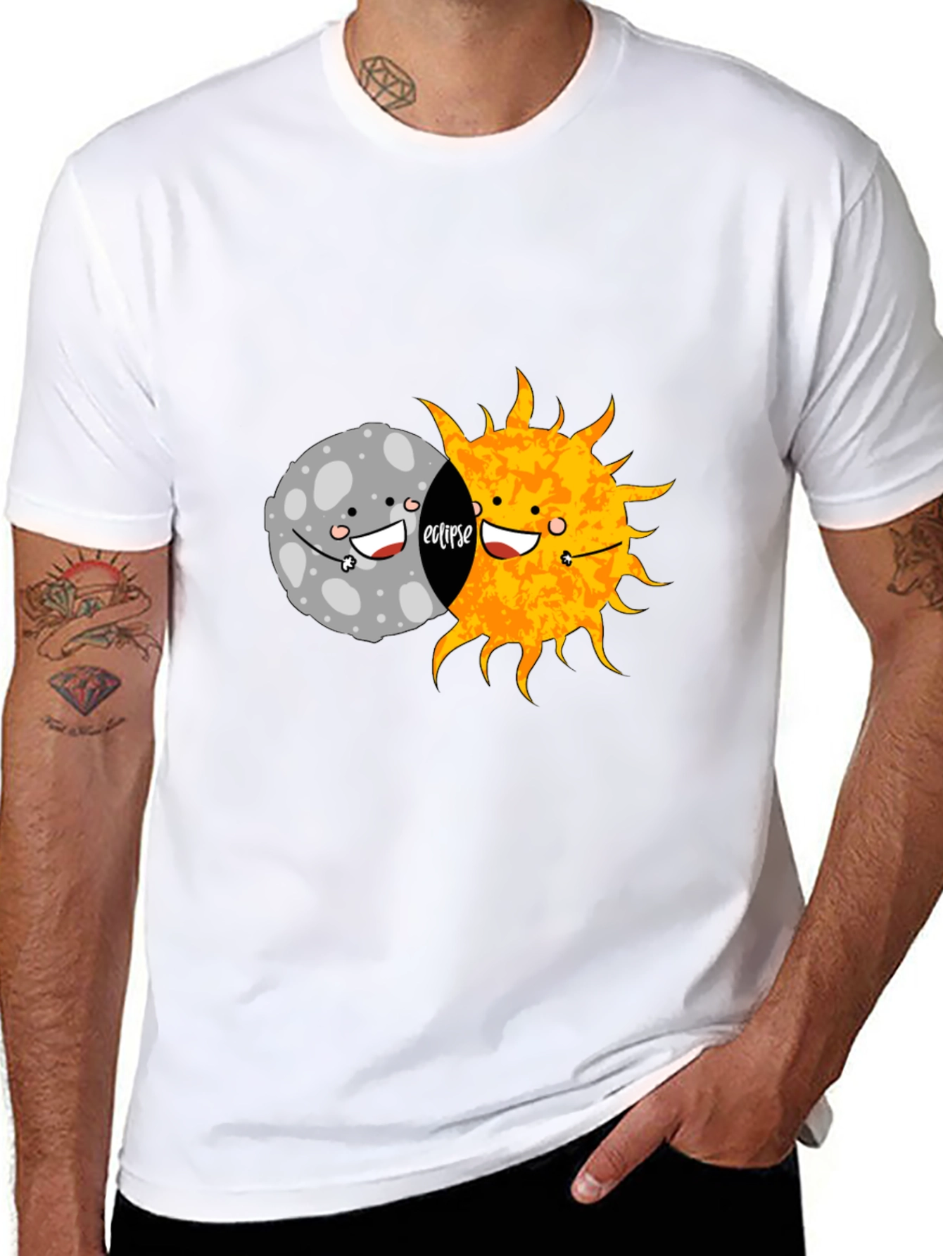 Eclipse Graphic Tee - Cute Moon and Sun Design