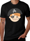 Pirate Cartoon Graphic Black T-Shirt