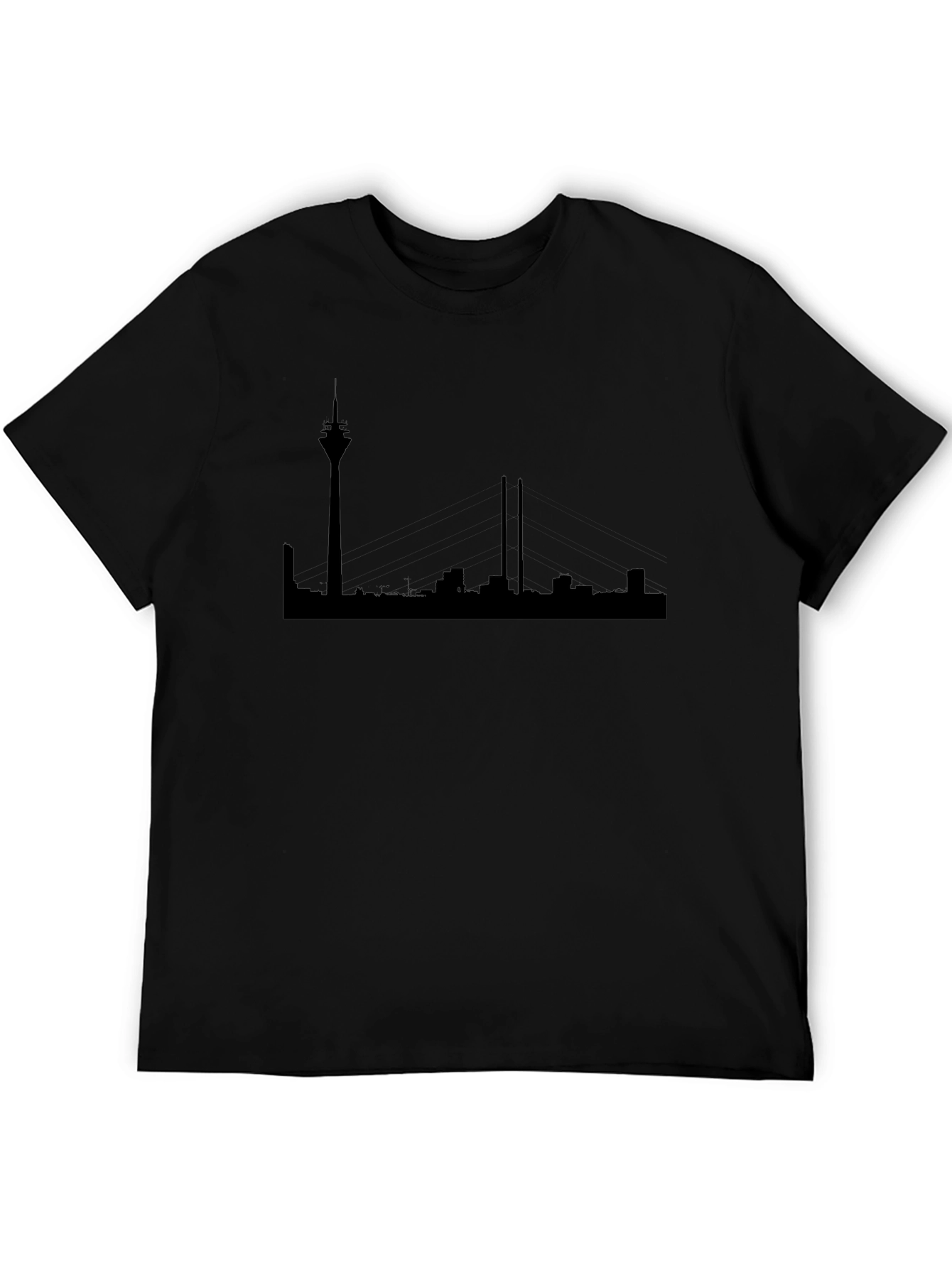Dusseldorf Skyline T-Shirt - Black Silhouette Design