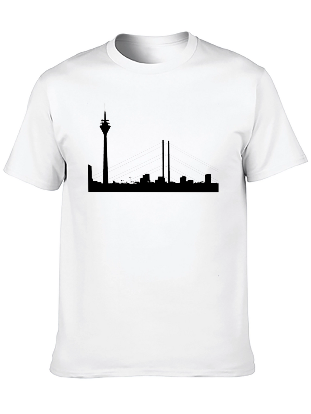 Dusseldorf Skyline T-Shirt - Black Silhouette Design
