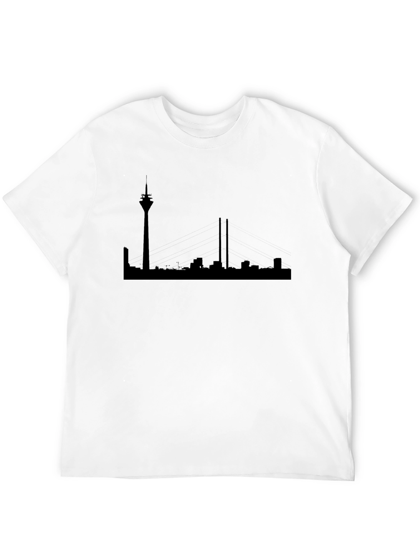 Dusseldorf Skyline T-Shirt - Black Silhouette Design
