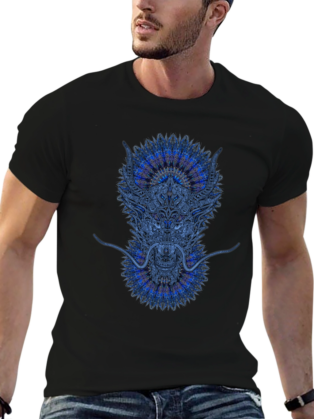 Dragon Mandala Graphic Tee - Black