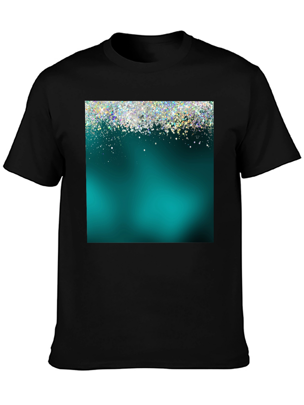Teal Glitter Sparkle Graphic T-Shirt