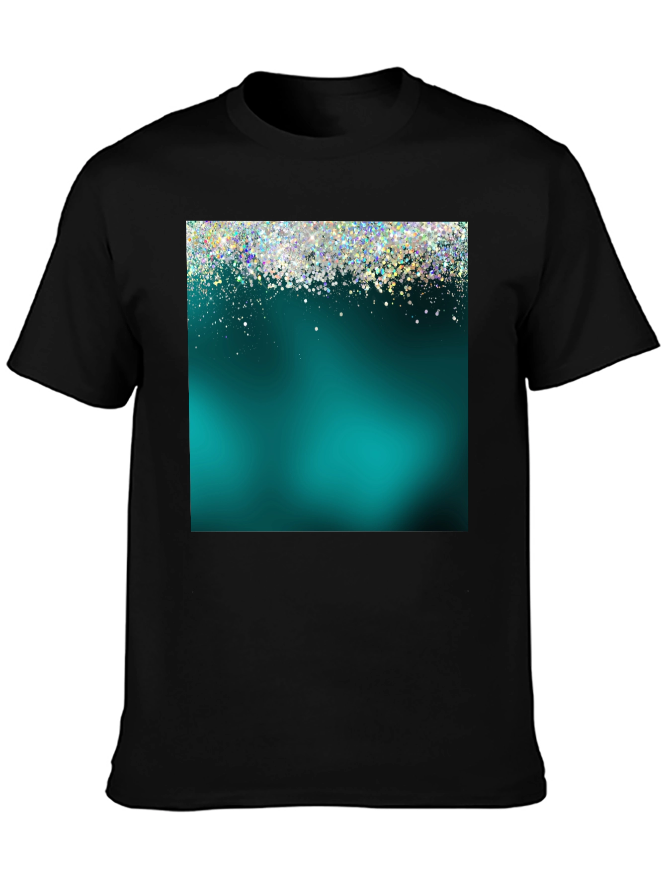 Teal Glitter Sparkle Graphic T-Shirt
