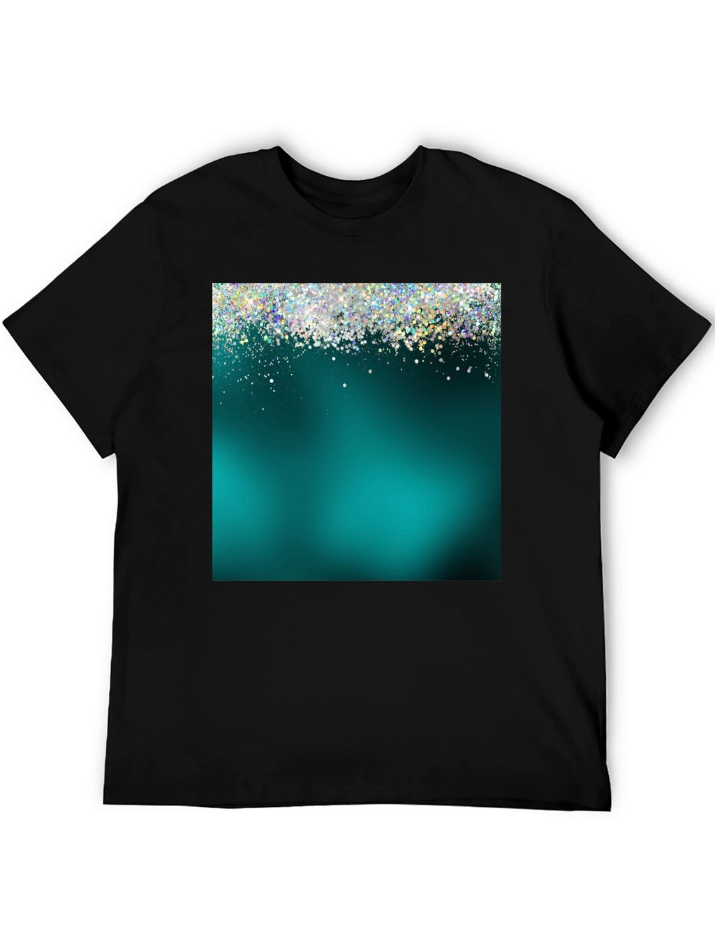 Teal Glitter Sparkle Graphic T-Shirt