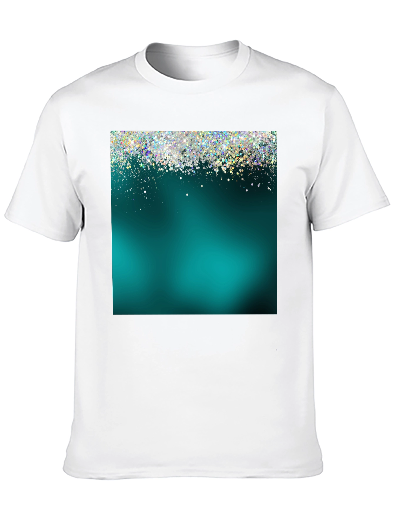 Teal Glitter Sparkle Graphic T-Shirt
