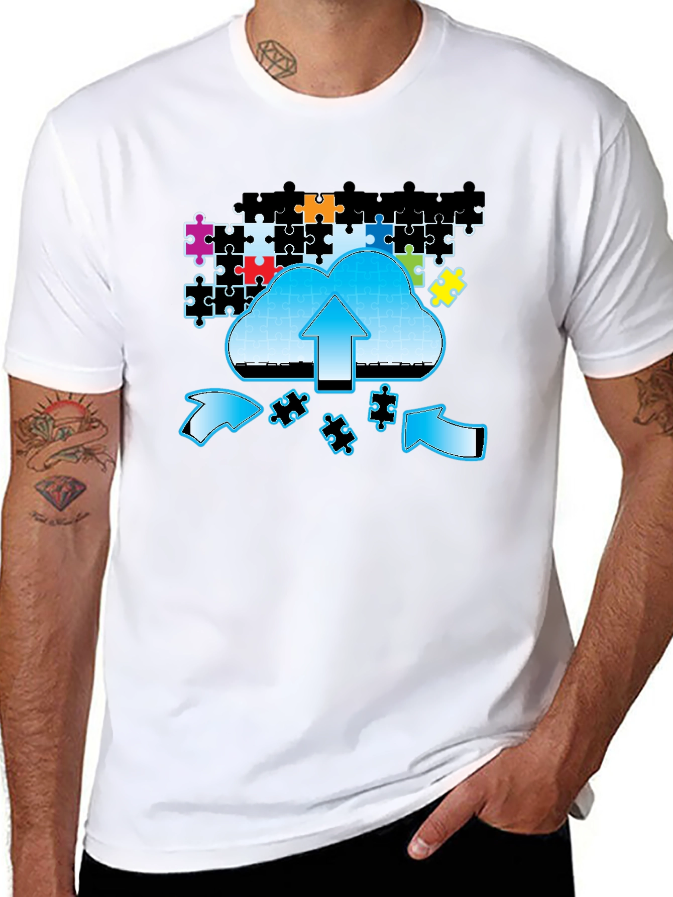 Cloud Puzzle Upload Graphic T-Shirt