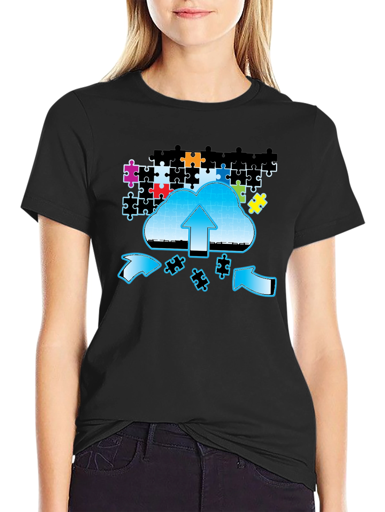 Cloud Puzzle Upload Graphic T-Shirt