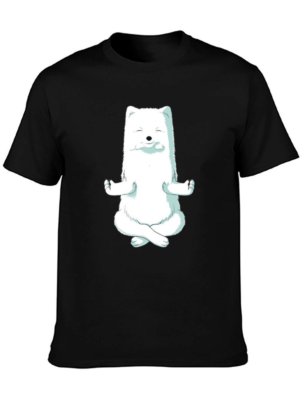 Zen Fox Black T-Shirt - Meditating Animal Graphic Tee