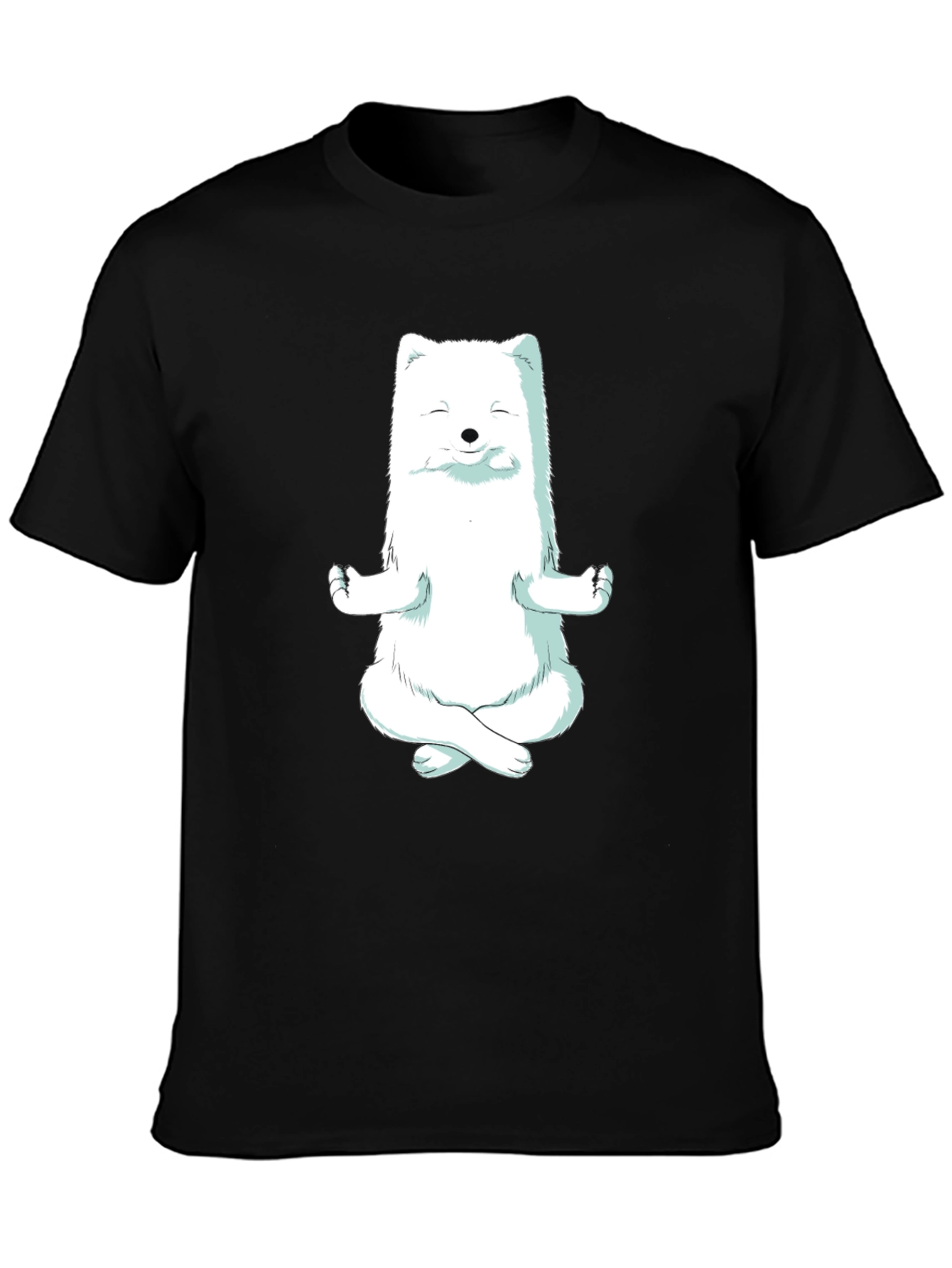 Zen Fox Black T-Shirt - Meditating Animal Graphic Tee