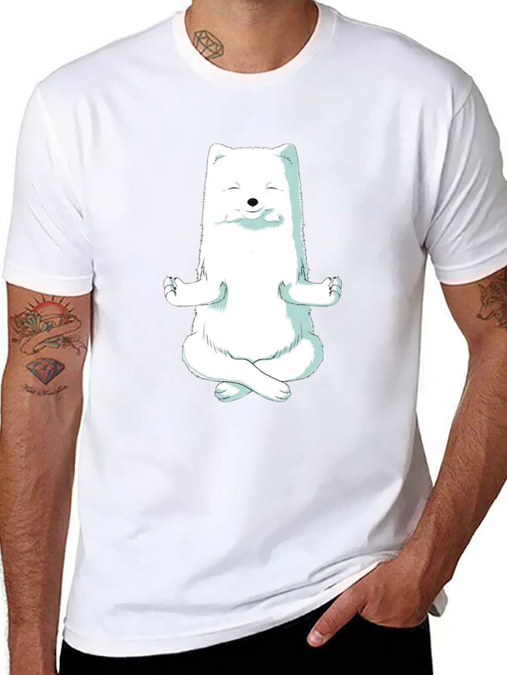 Zen Fox Black T-Shirt - Meditating Animal Graphic Tee