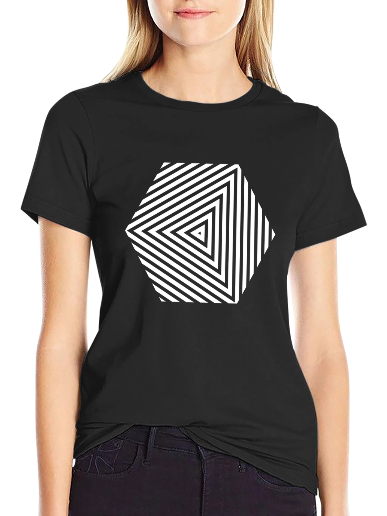 Optical Illusion Graphic Tee - Black