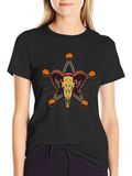 Ram Skull Star Graphic Tee - Unisex Black T-Shirt