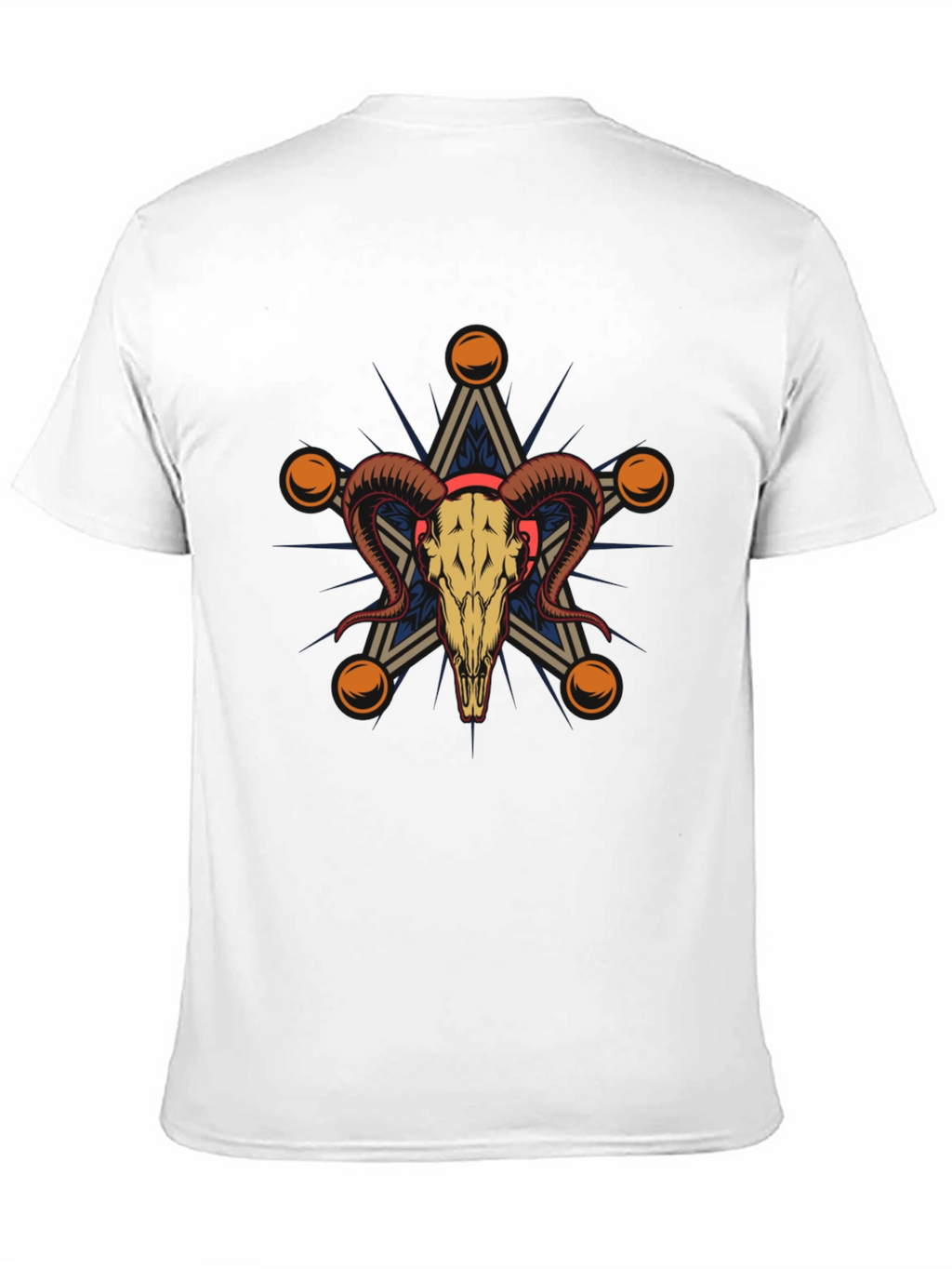 Ram Skull Star Graphic Tee - Unisex Black T-Shirt
