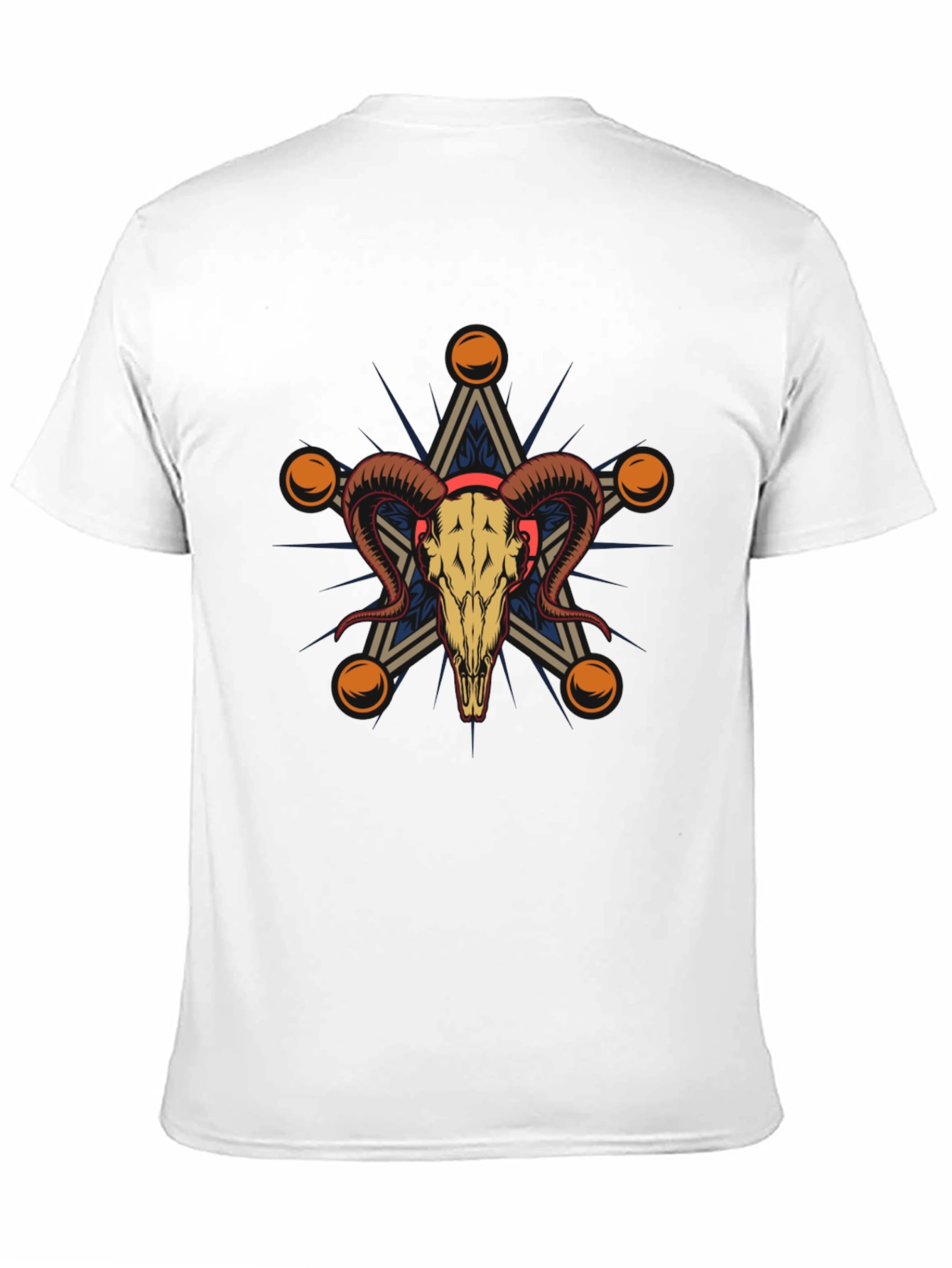 Ram Skull Star Graphic Tee - Unisex Black T-Shirt