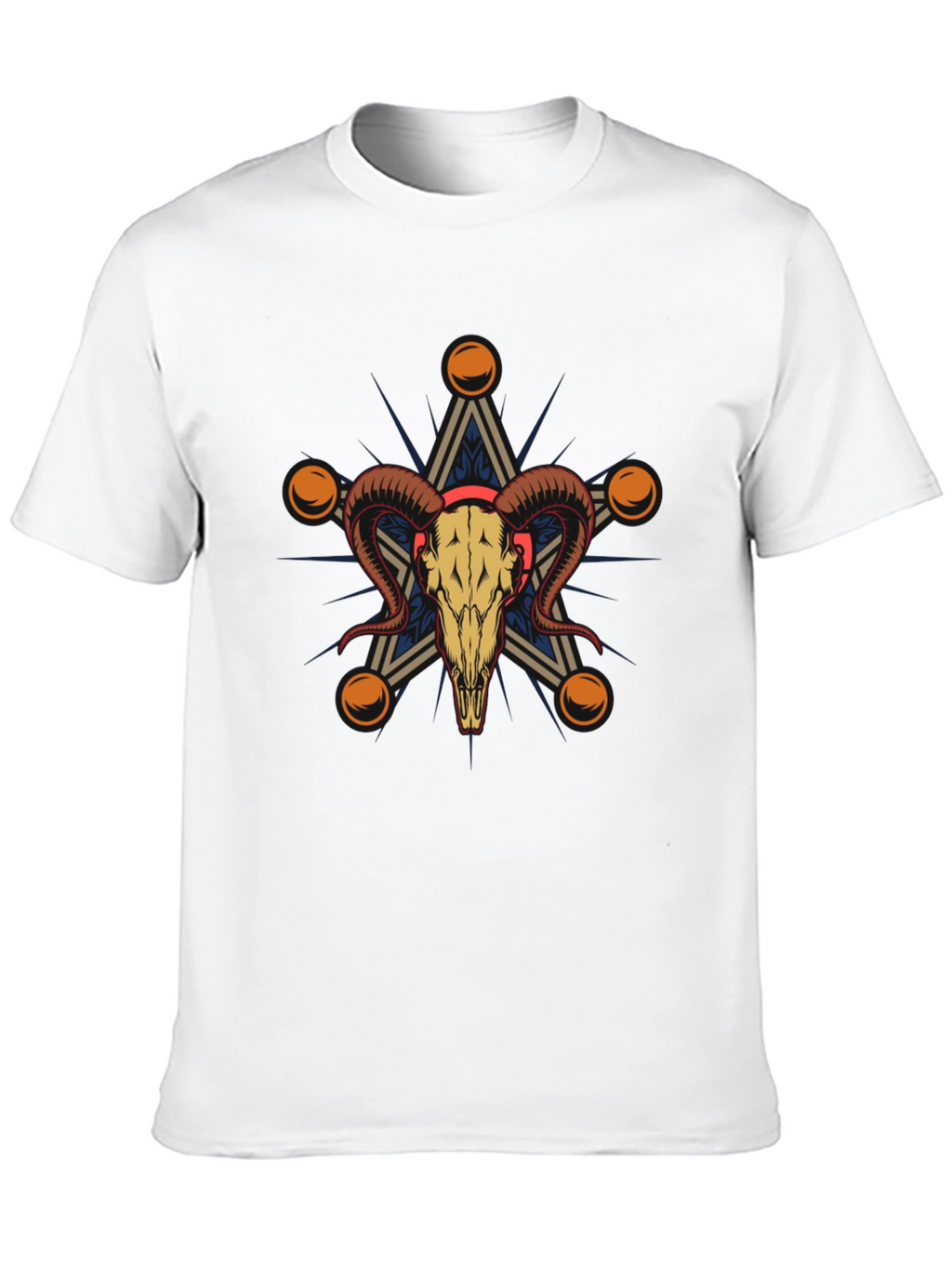 Ram Skull Star Graphic Tee - Unisex Black T-Shirt