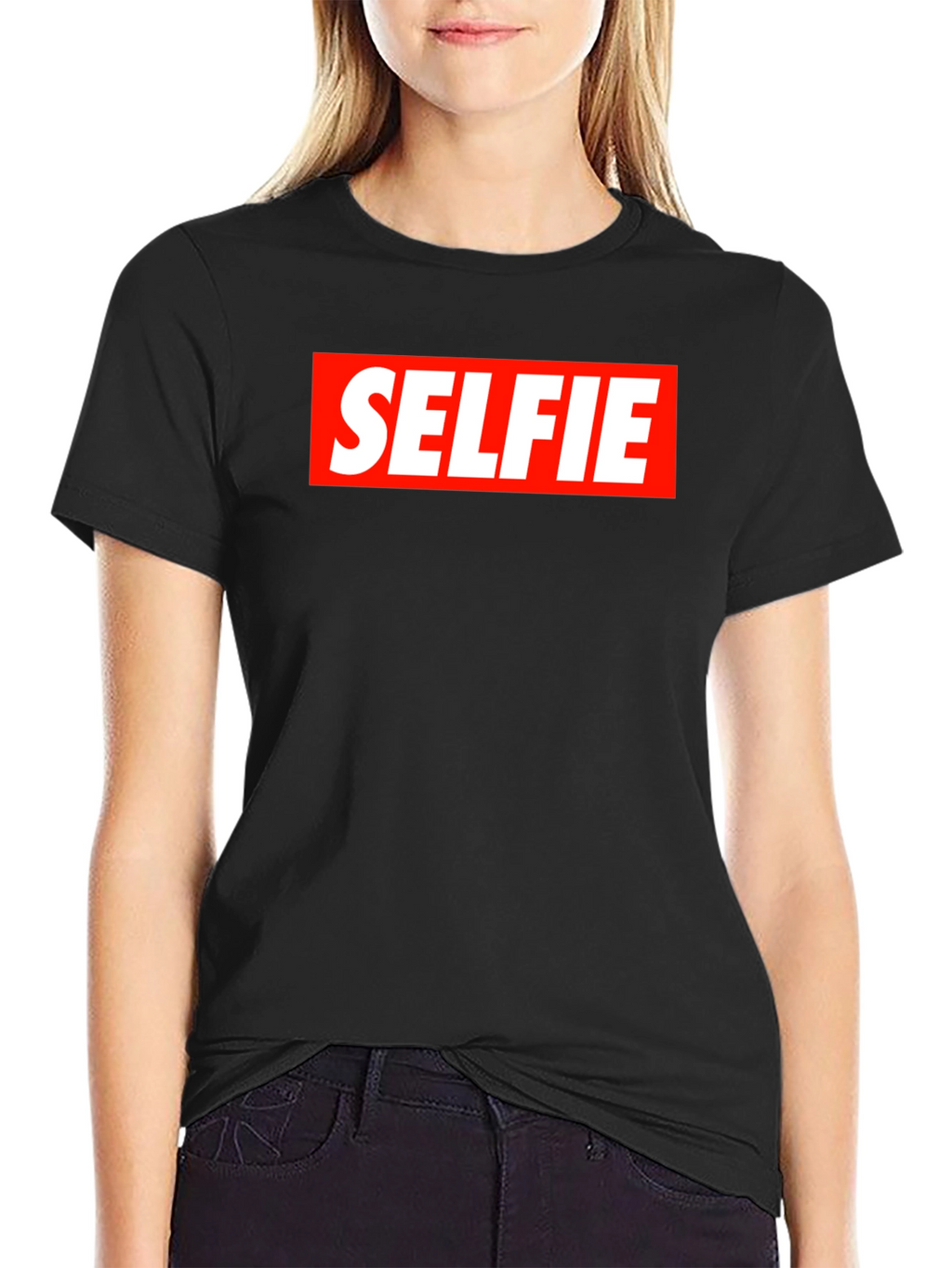 Selfie Graphic Tee - Bold Red Box Design