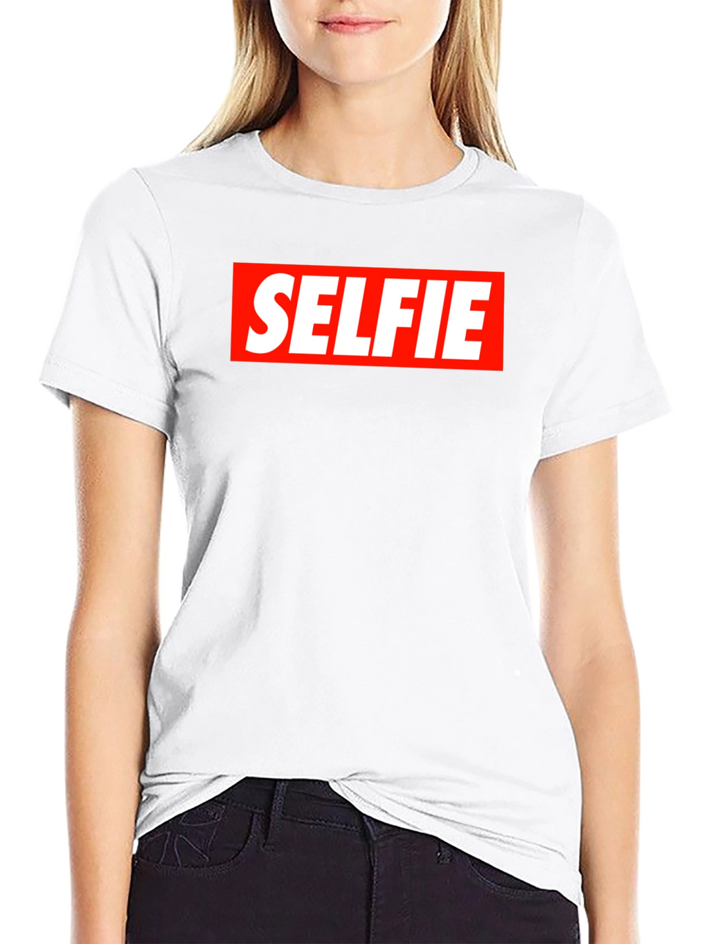 Selfie Graphic Tee - Bold Red Box Design