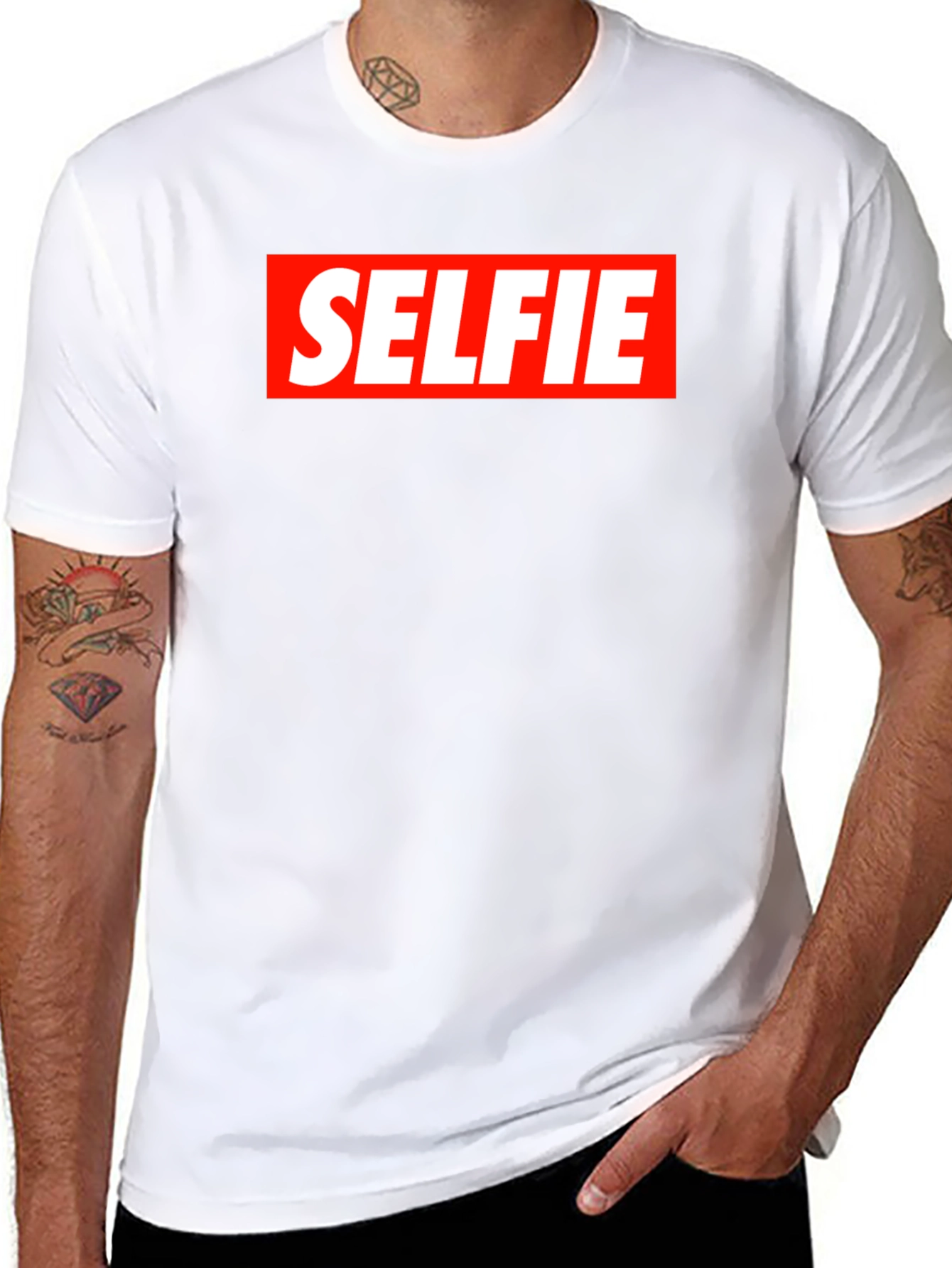Selfie Graphic Tee - Bold Red Box Design