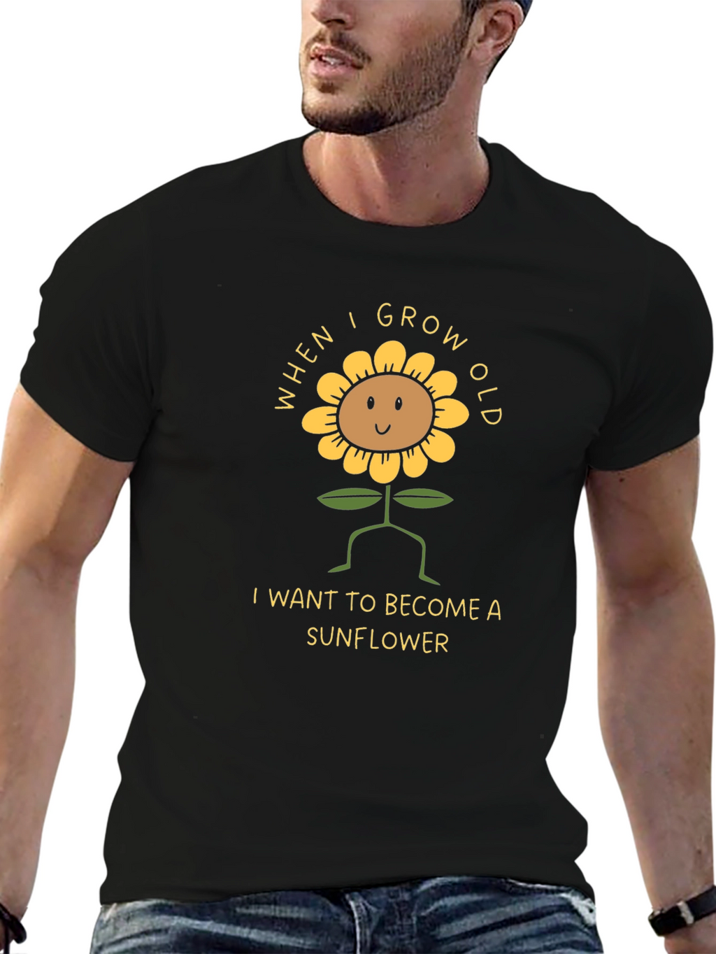 Sunflower Graphic Tee - When I Grow Old T-Shirt