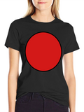 Red Circle Graphic Tee - Black Cotton Blend Shirt