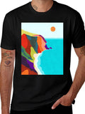 Abstract Seascape Graphic Black T-Shirt