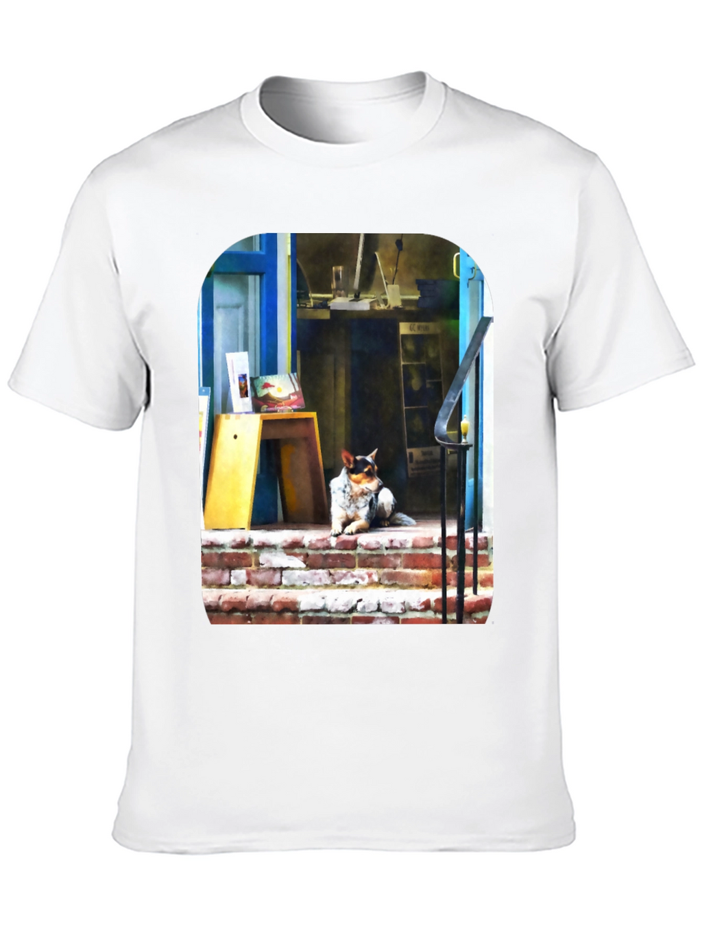 Dog on Steps Graphic T-Shirt
