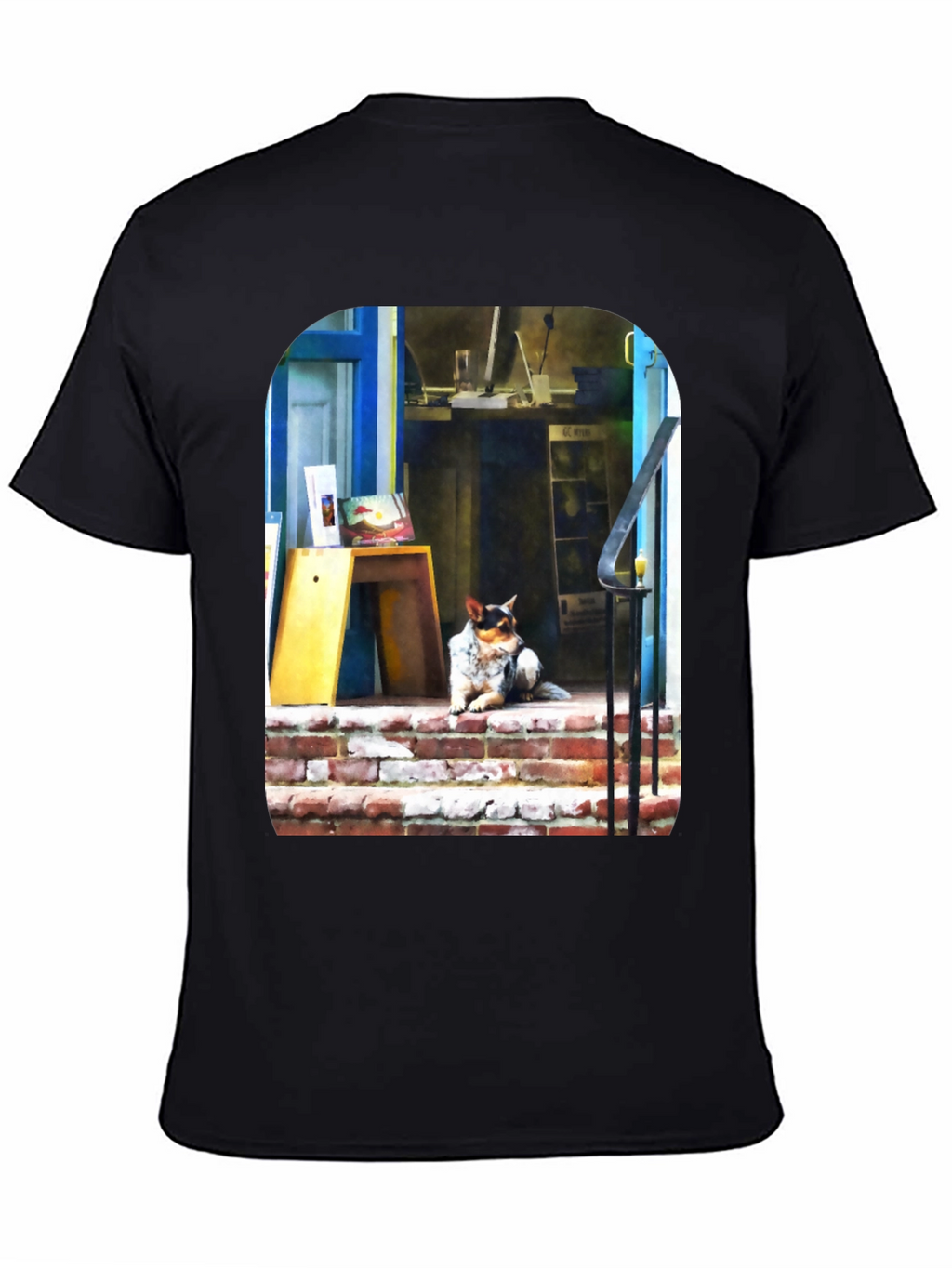 Dog on Steps Graphic T-Shirt