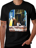 Dog on Steps Graphic T-Shirt