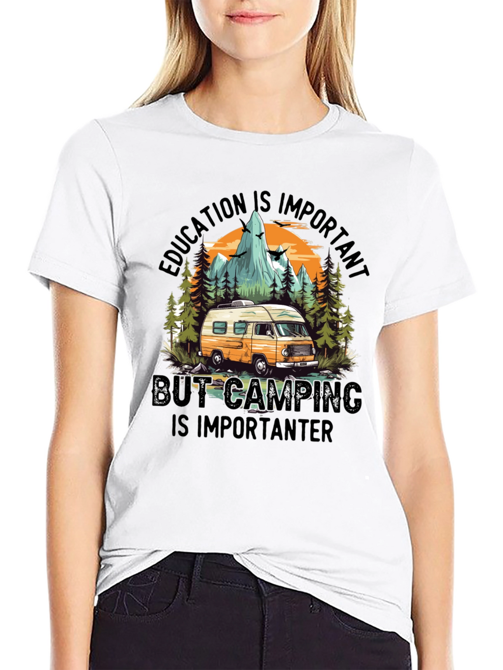 Camping Humor T-Shirt: Education vs. Adventure