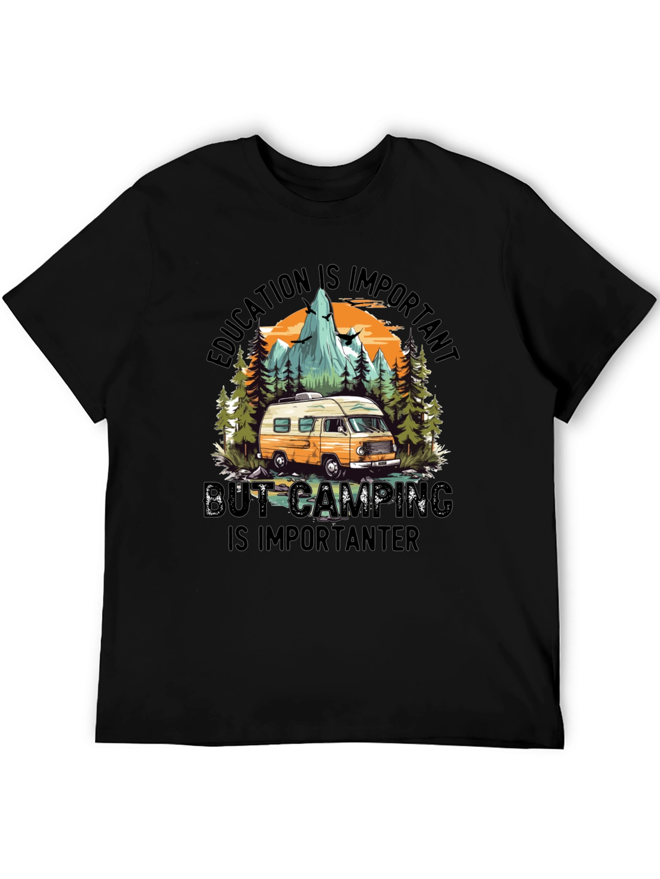 Camping Humor T-Shirt: Education vs. Adventure