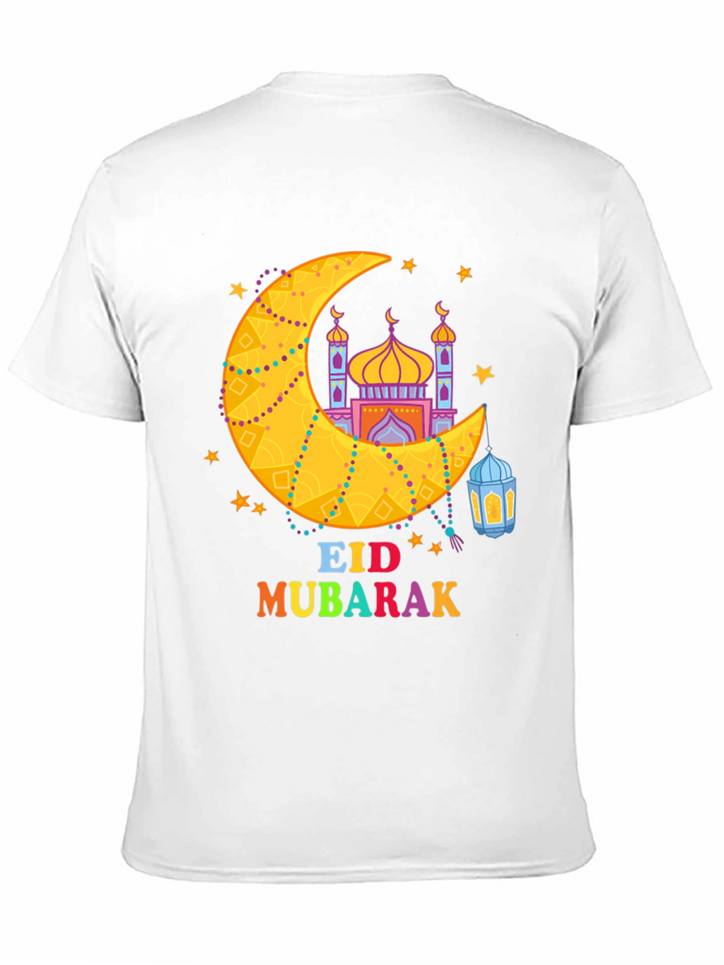 Eid Mubarak T-Shirt - Crescent Moon & Mosque Design