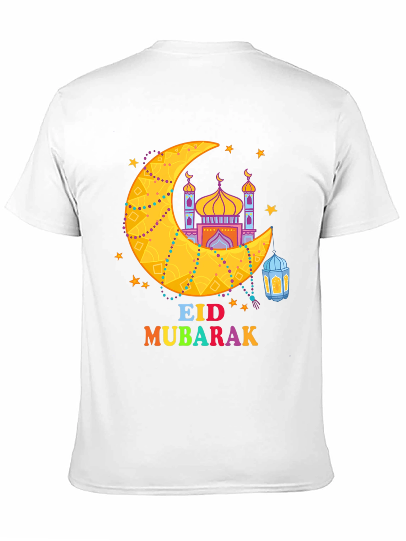 Eid Mubarak T-Shirt - Crescent Moon & Mosque Design