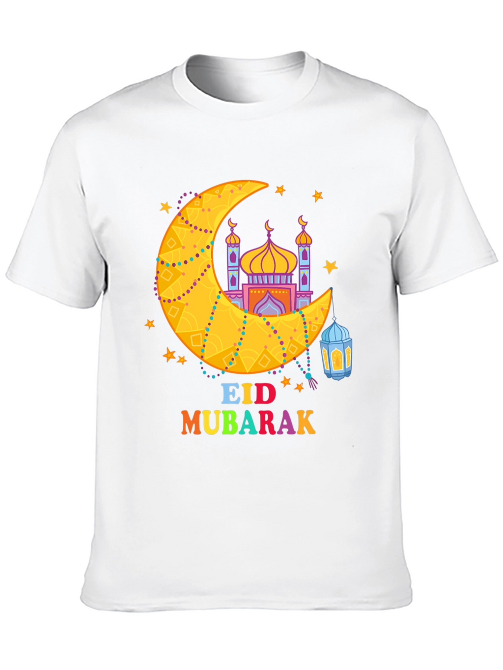 Eid Mubarak T-Shirt - Crescent Moon & Mosque Design
